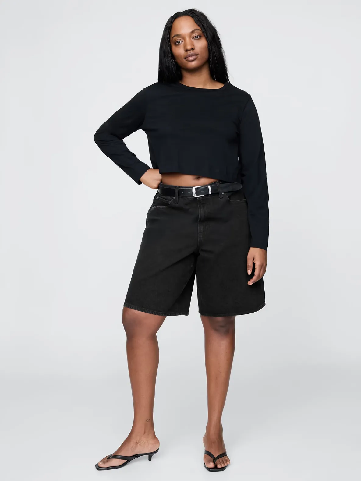 11" Mid Rise Longline Denim Shorts