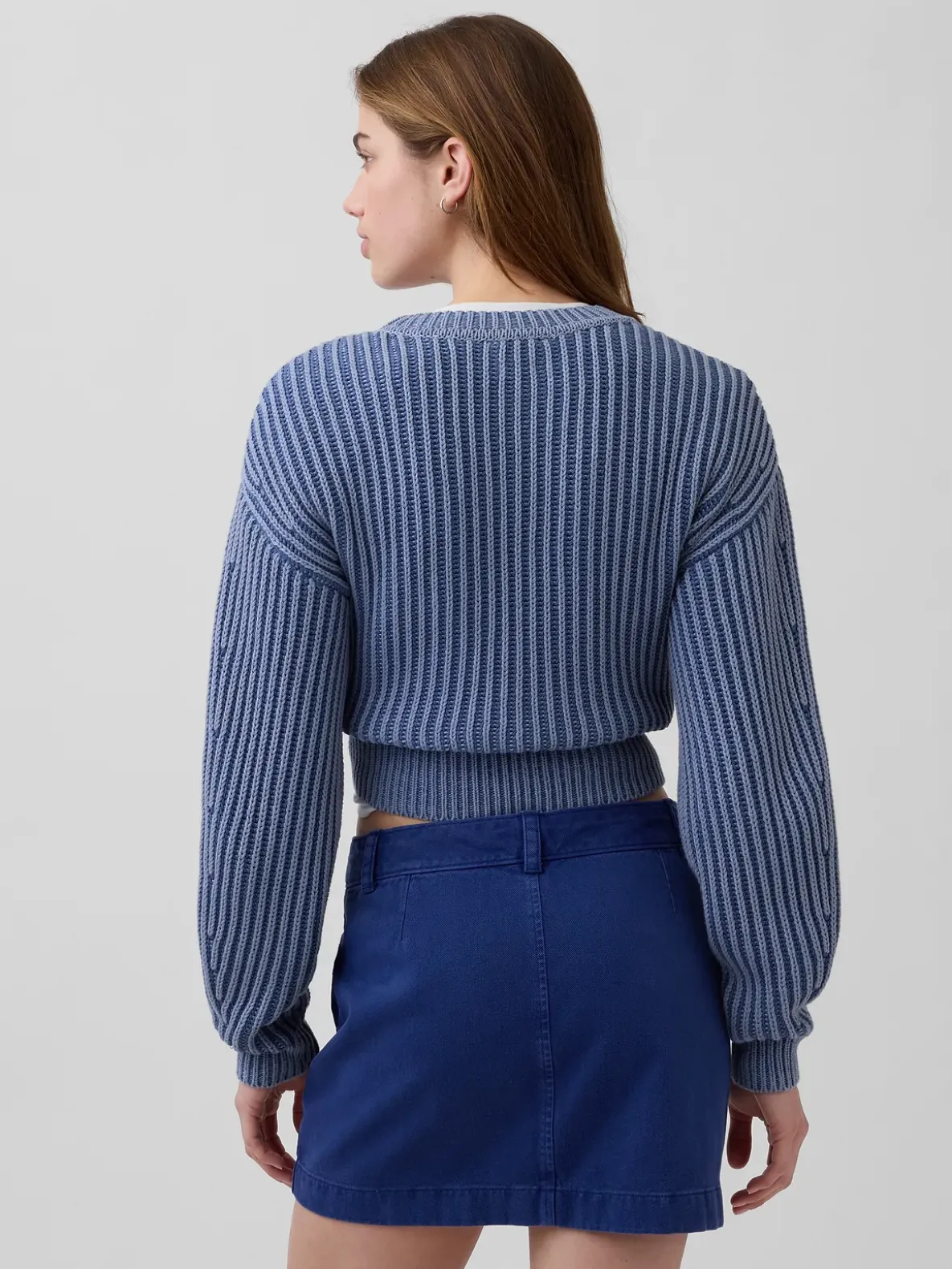 100% Cotton Barrel-Sleeve Crop Sweater