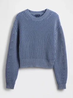100% Cotton Barrel-Sleeve Crop Sweater