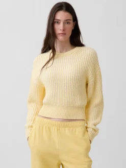 100% Cotton Barrel-Sleeve Crop Sweater
