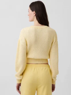 100% Cotton Barrel-Sleeve Crop Sweater