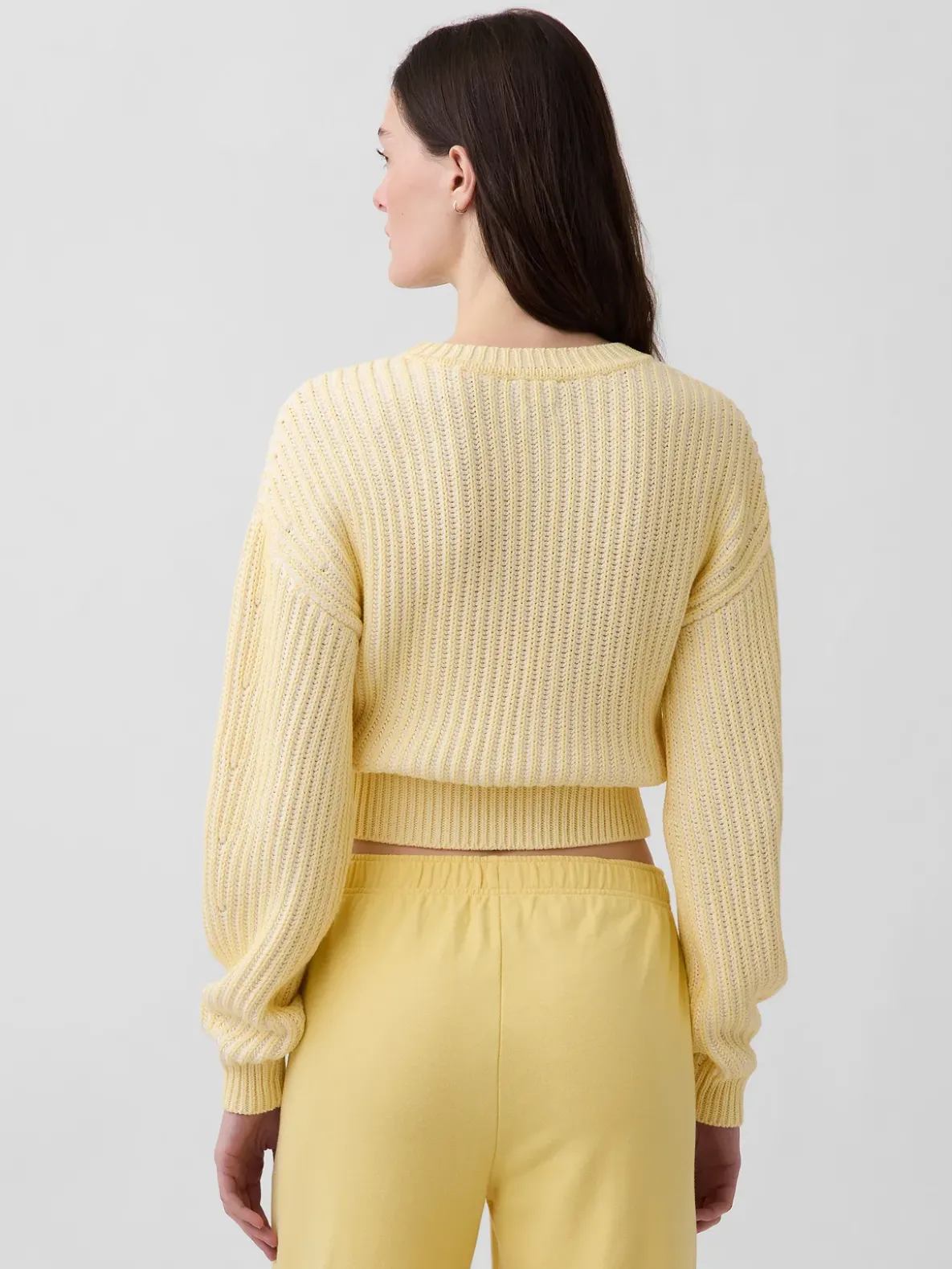 100% Cotton Barrel-Sleeve Crop Sweater