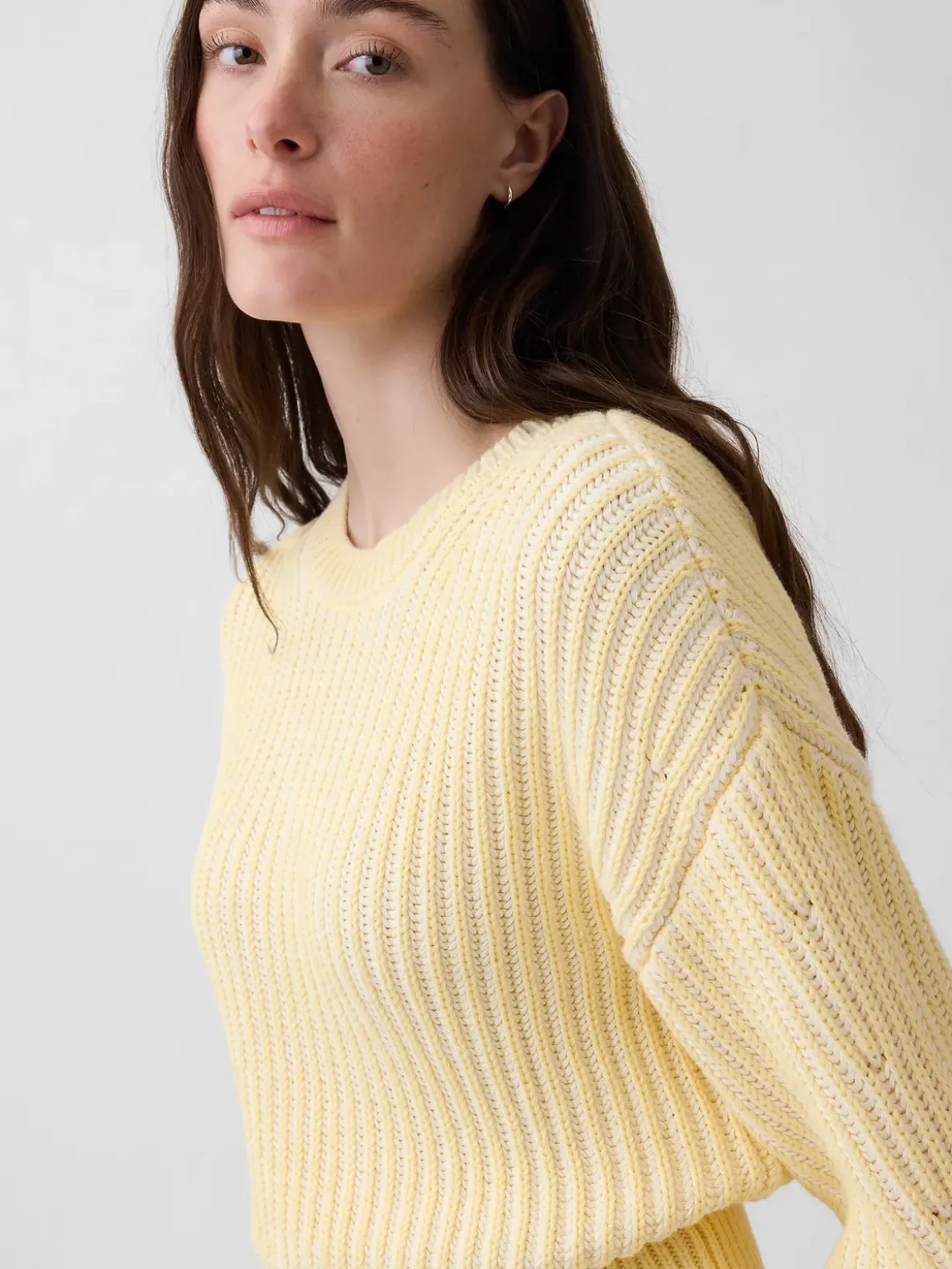 100% Cotton Barrel-Sleeve Crop Sweater