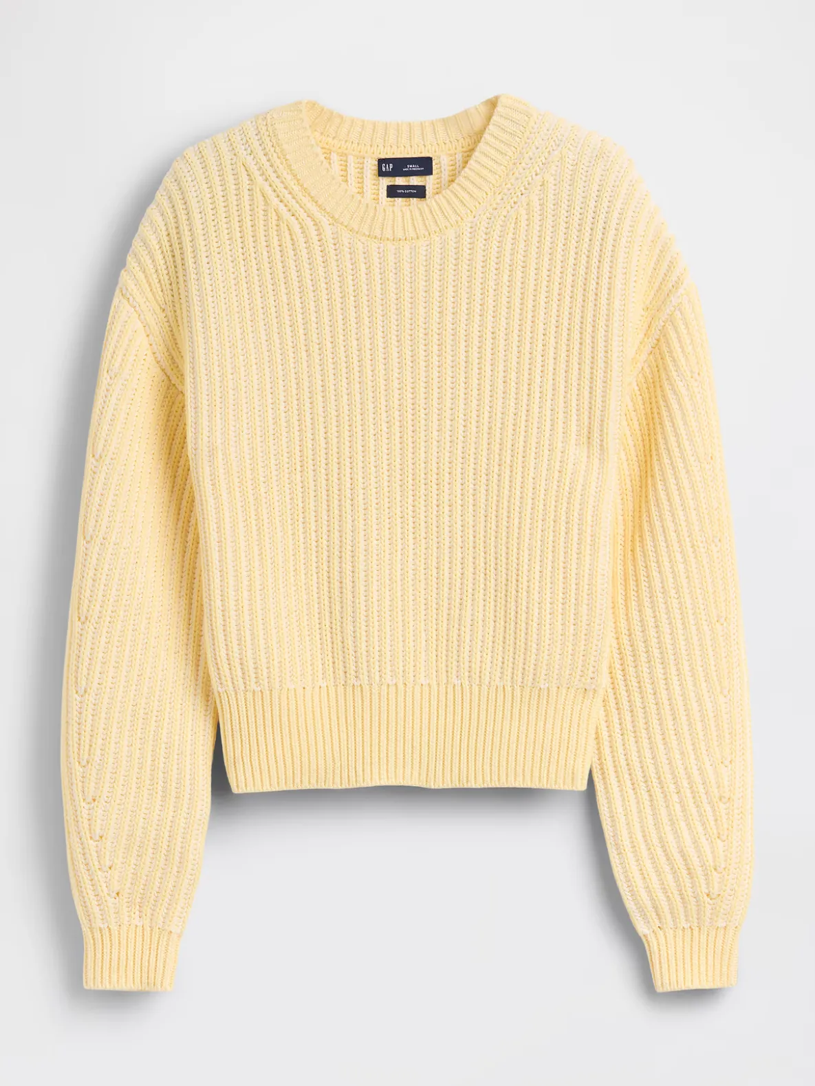 100% Cotton Barrel-Sleeve Crop Sweater