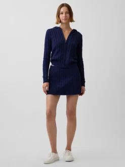 100% Cotton Cable-Knit Mini Skort