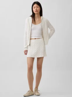 100% Cotton Cable-Knit Mini Skort