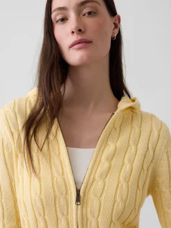 100% Cotton Cable-Knit Zip Cardigan