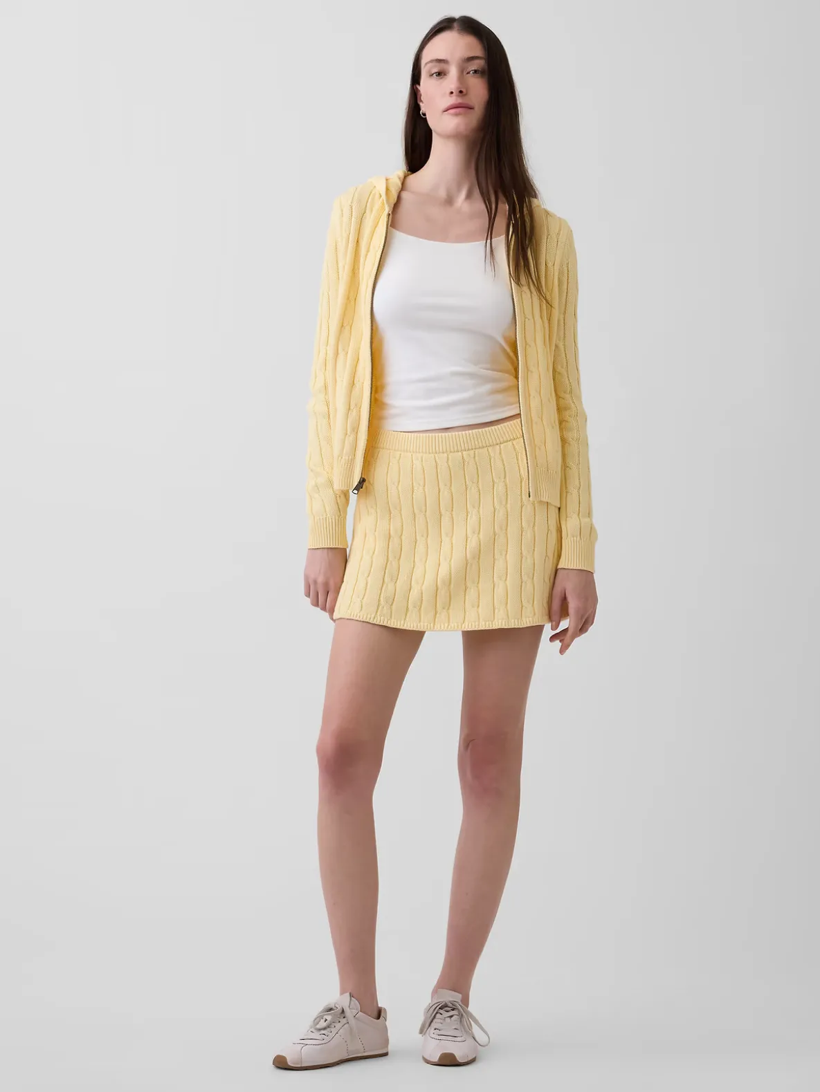 100% Cotton Cable-Knit Zip Cardigan