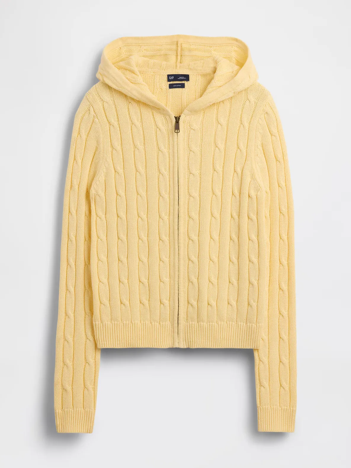 100% Cotton Cable-Knit Zip Cardigan