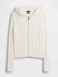 100% Cotton Cable-Knit Zip Cardigan
