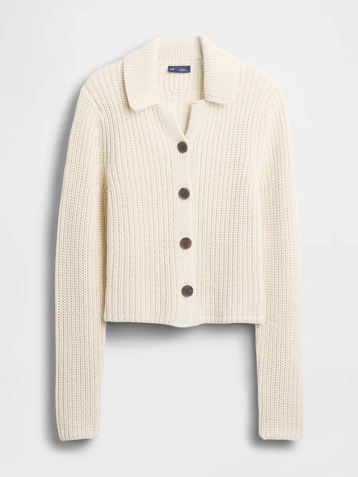 100% Cotton Collared Crop Cardigan Sweater