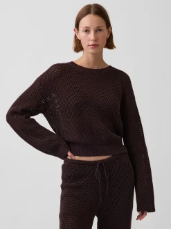 100% Cotton Crochet Relaxed Sweater