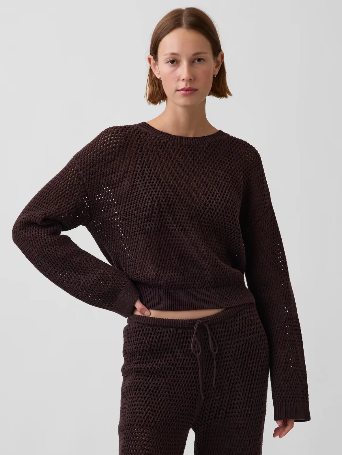 100% Cotton Crochet Relaxed Sweater