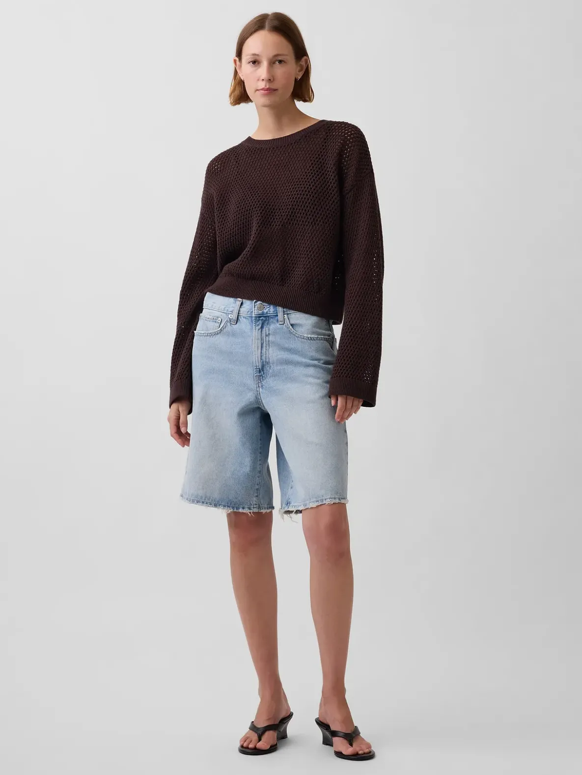 100% Cotton Crochet Relaxed Sweater