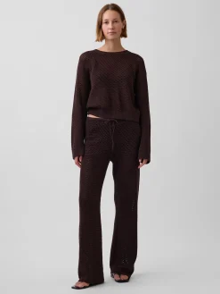 100% Cotton Crochet Relaxed Sweater