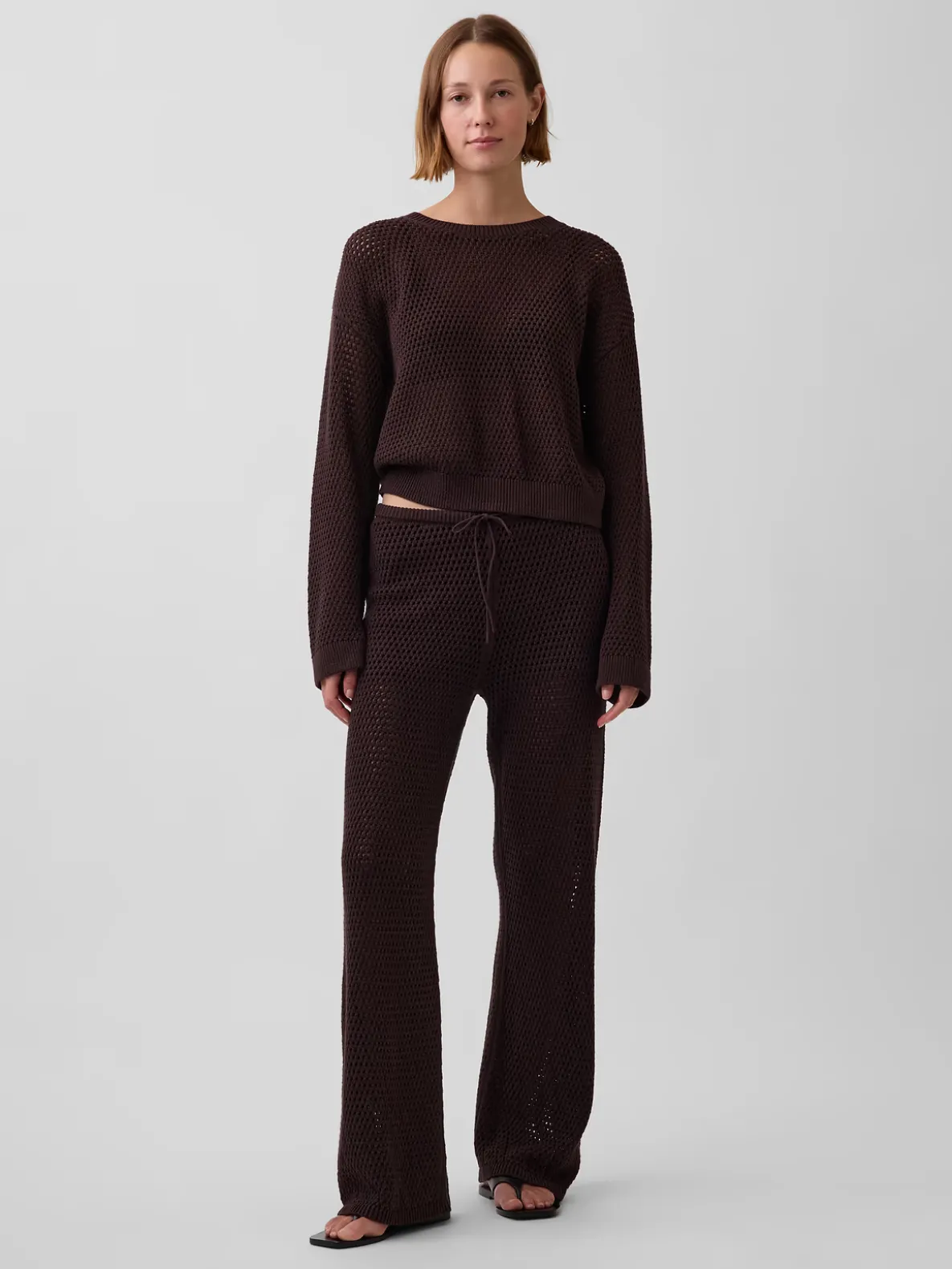 100% Cotton Crochet Relaxed Sweater