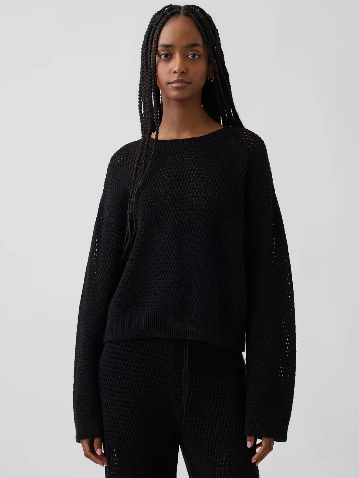 100% Cotton Crochet Relaxed Sweater