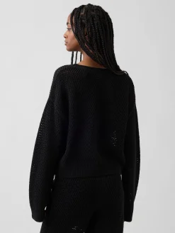 100% Cotton Crochet Relaxed Sweater