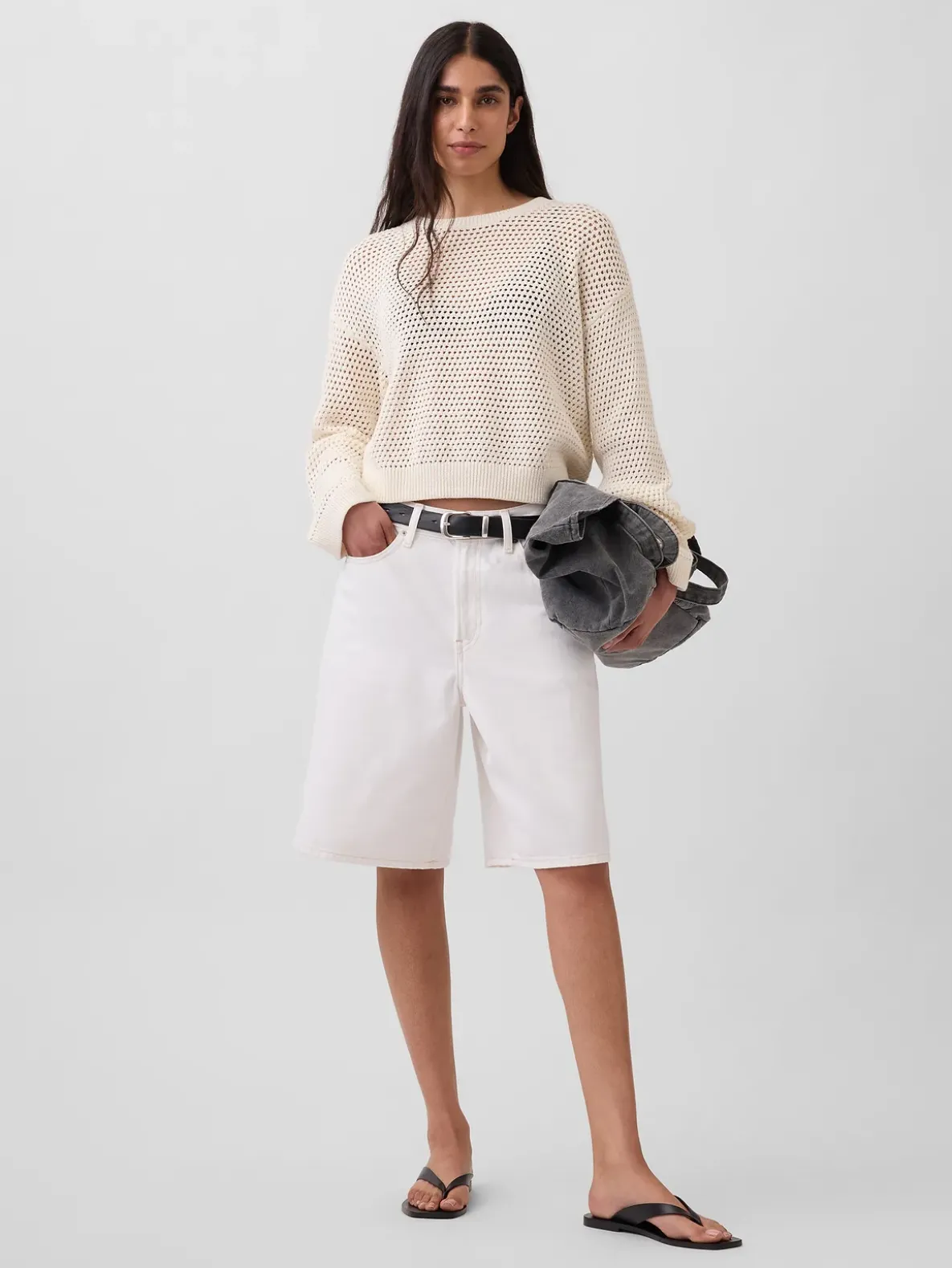 100% Cotton Crochet Relaxed Sweater