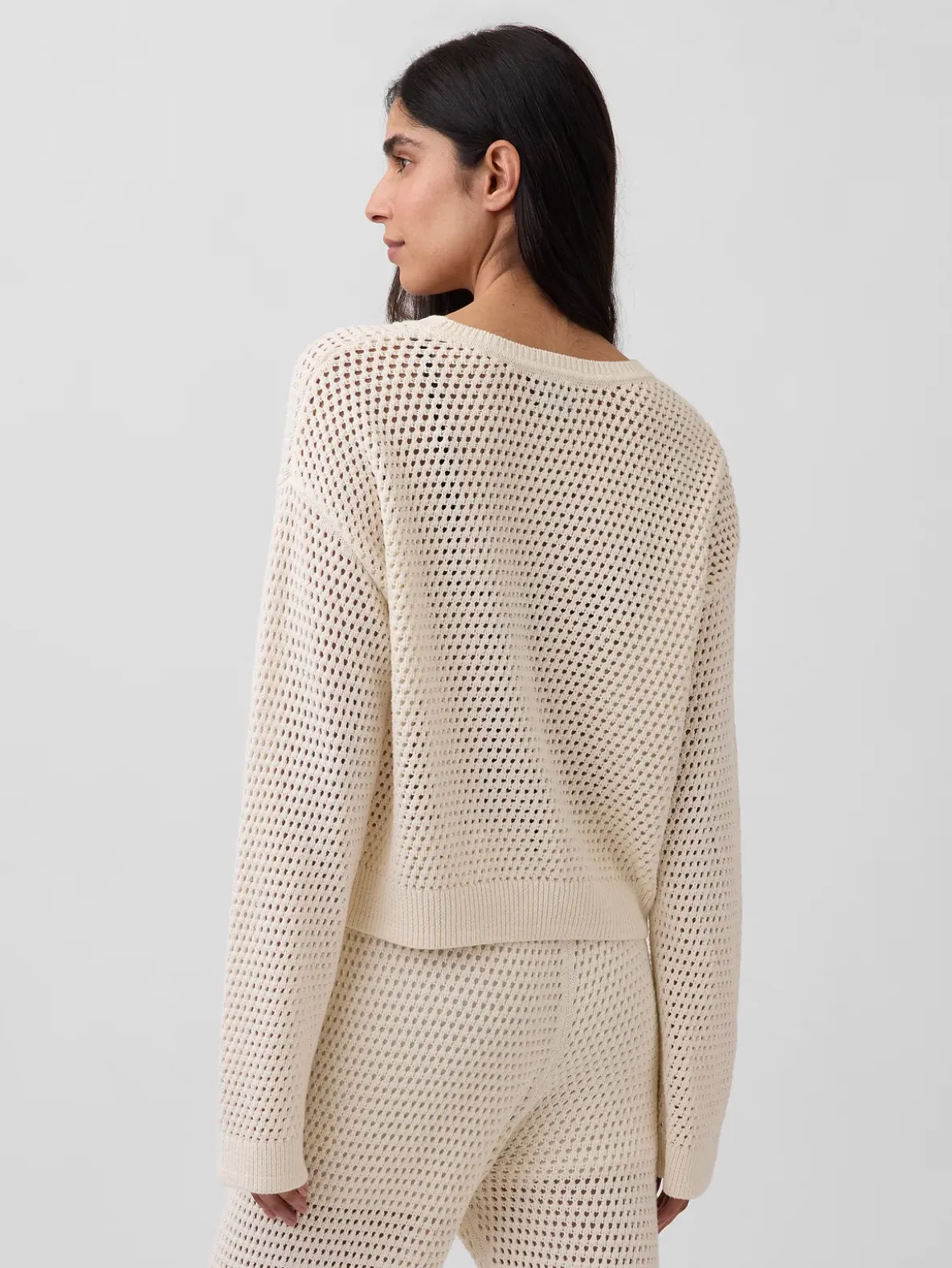 100% Cotton Crochet Relaxed Sweater