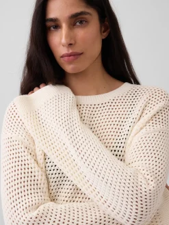 100% Cotton Crochet Relaxed Sweater