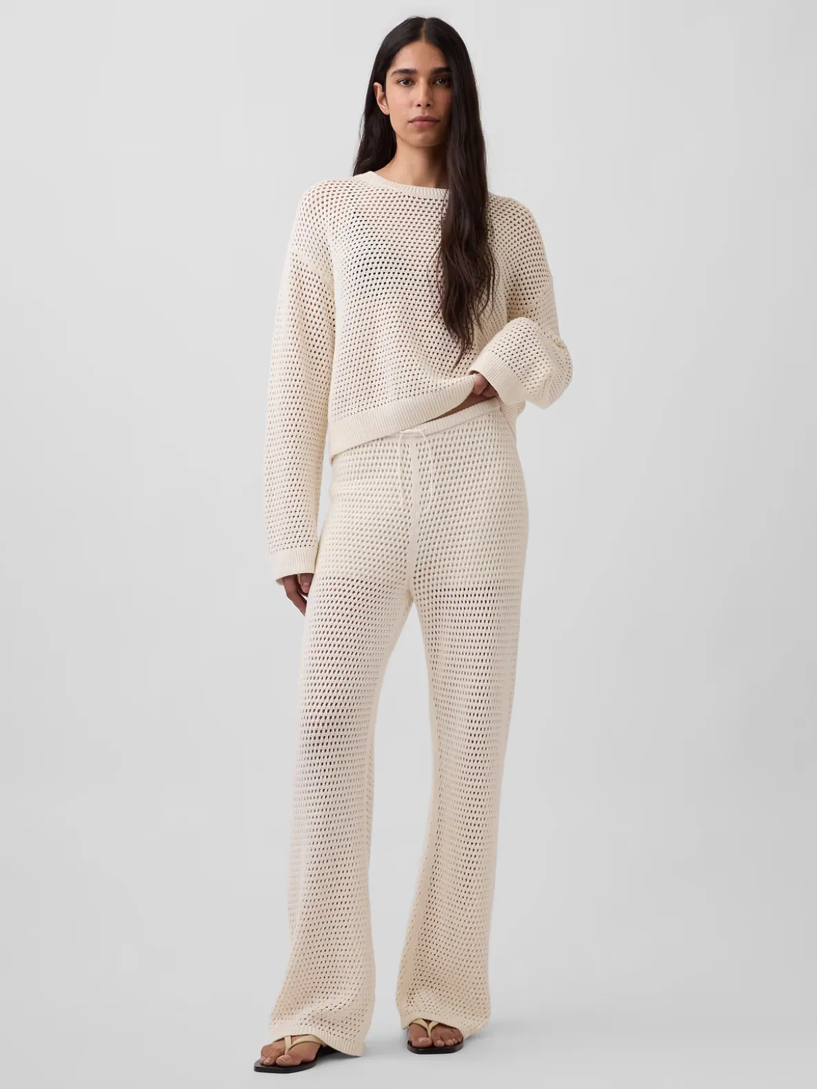 100% Cotton Crochet Relaxed Sweater