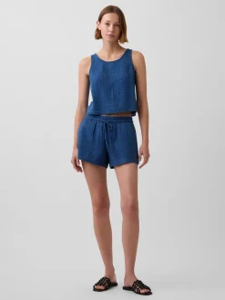 4" Cotton Gauze Denim Easy Shorts