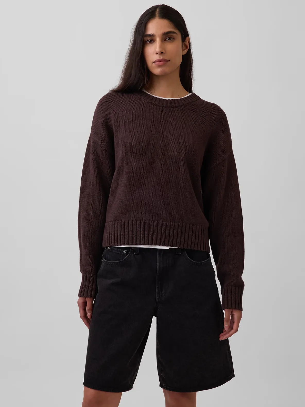 100% Cotton Oversized Crop Sweater