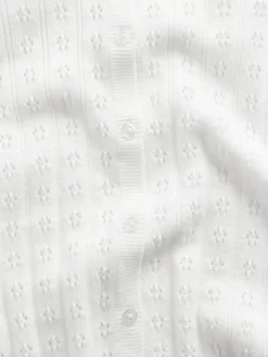 100% Cotton Pointelle Crop Cardigan