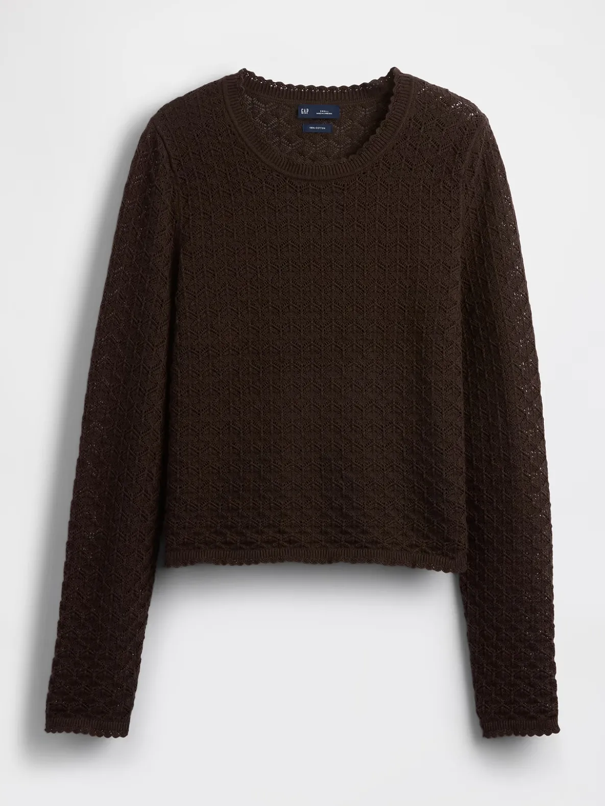 100% Cotton Pointelle Crop Sweater