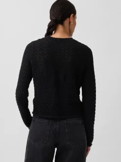 100% Cotton Pointelle Crop Sweater