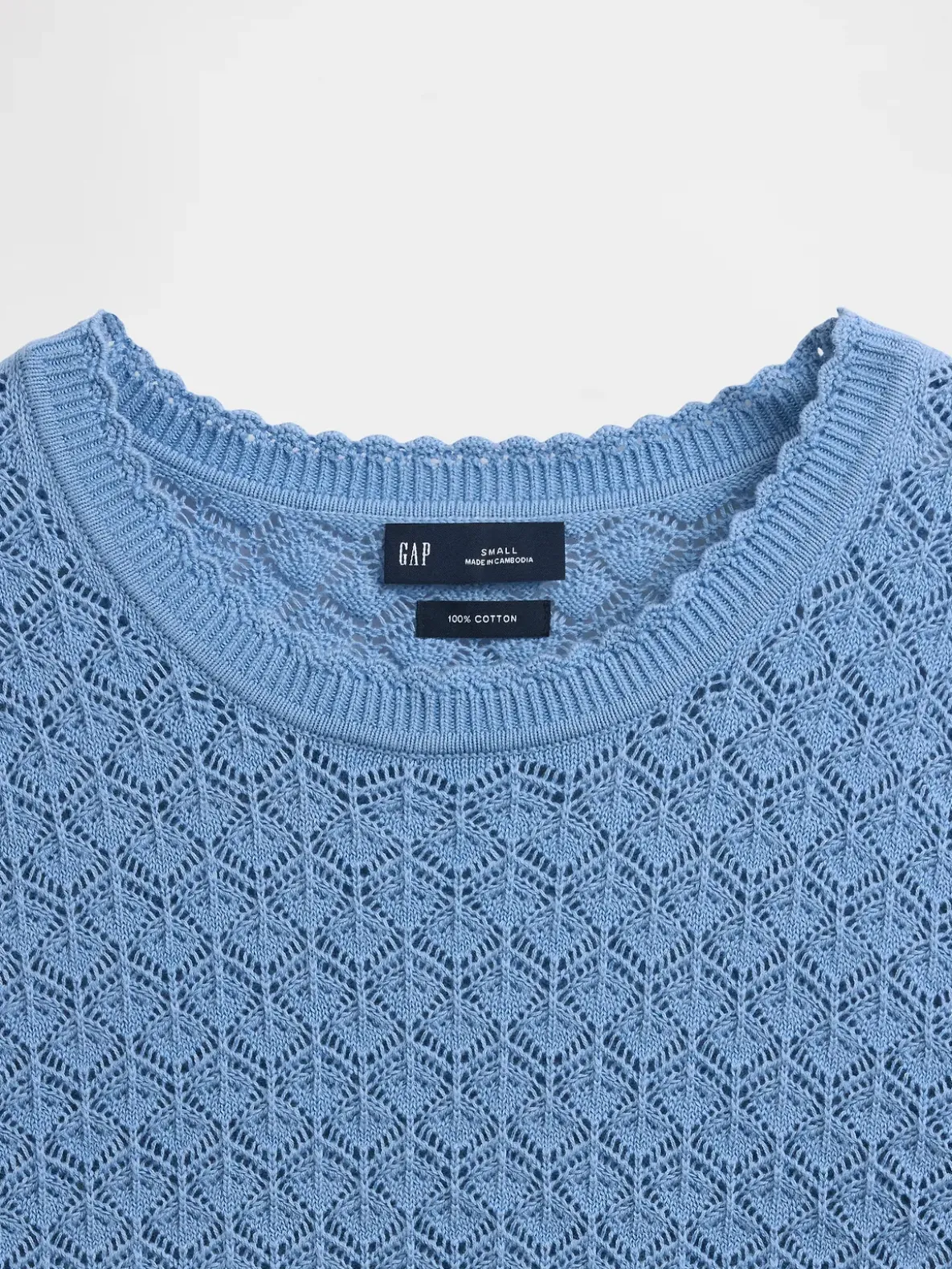 100% Cotton Pointelle Crop Sweater