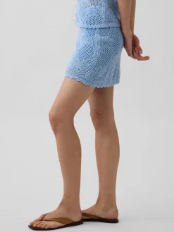 100% Cotton Pointelle Mini Sweater Skort