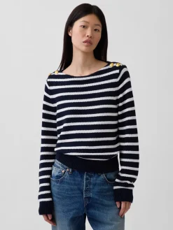 100% Cotton Relaxed Boatneck Sweater