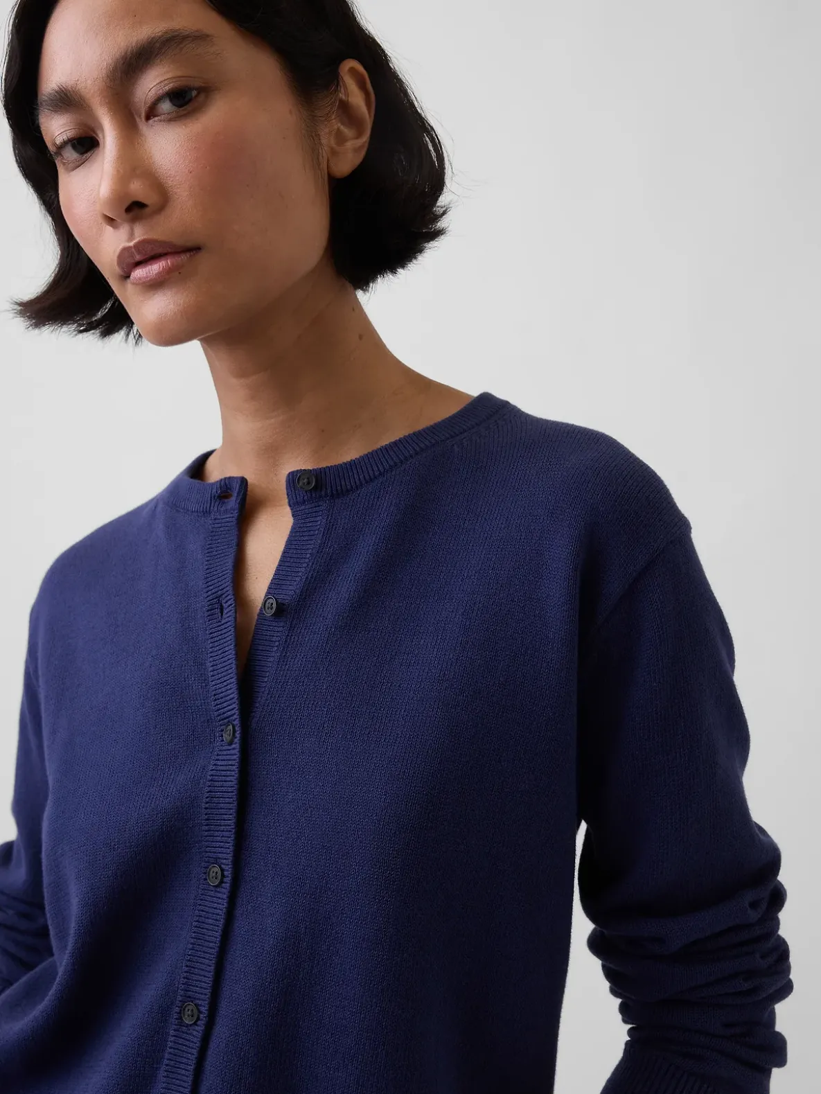 100% Cotton Relaxed Crop Cardigan Sweater