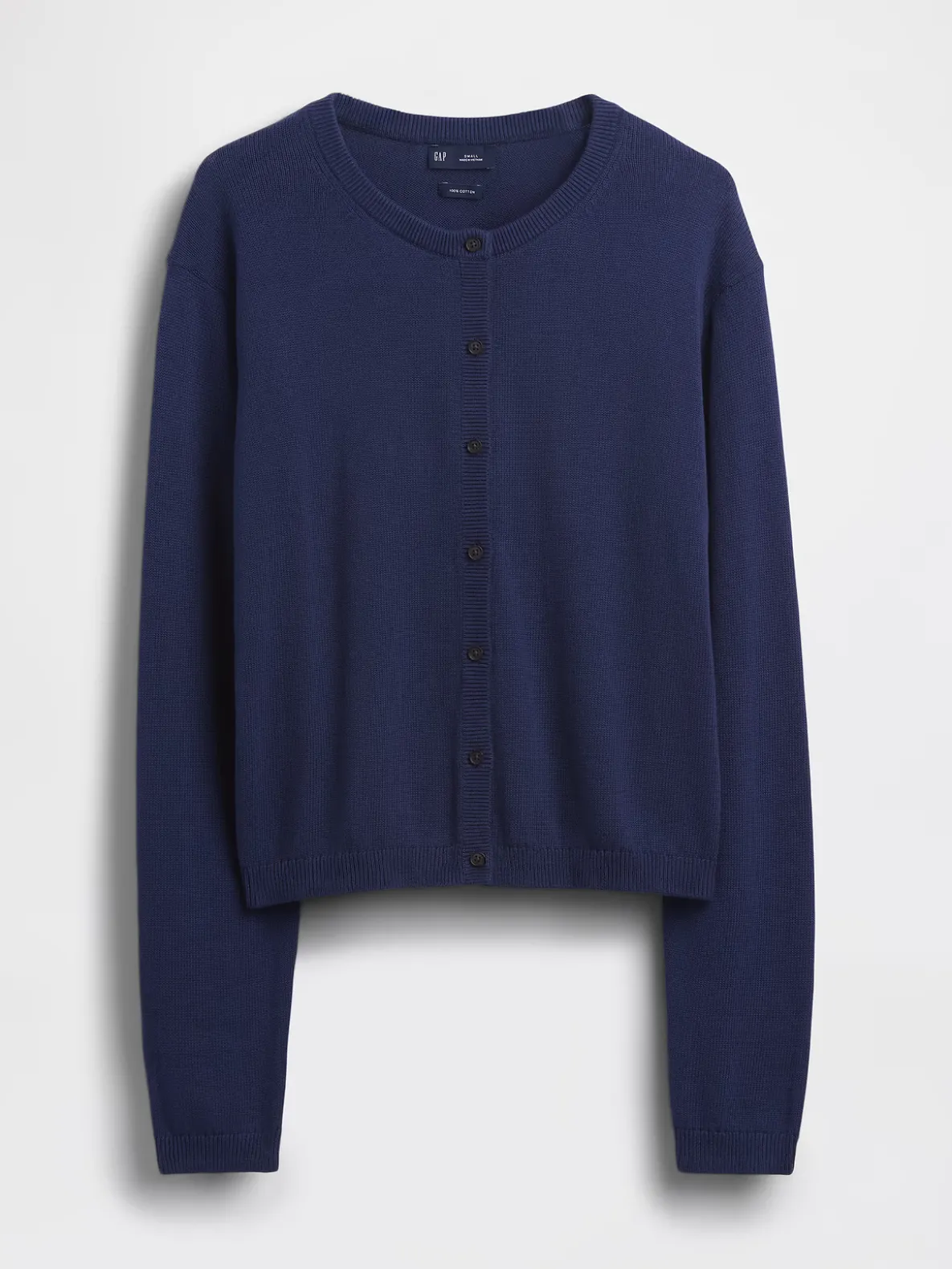 100% Cotton Relaxed Crop Cardigan Sweater