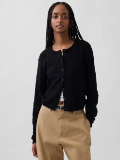 100% Cotton Relaxed Crop Cardigan Sweater