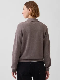 100% Cotton Relaxed Polo Sweater