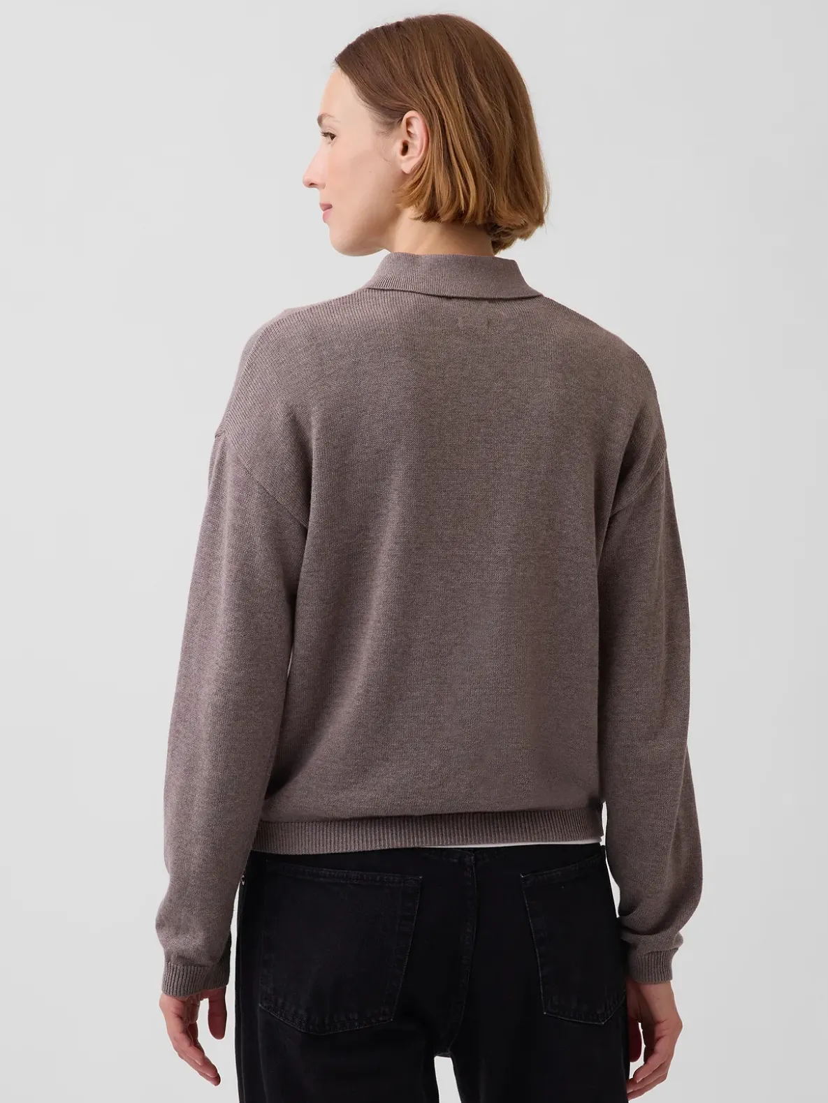 100% Cotton Relaxed Polo Sweater