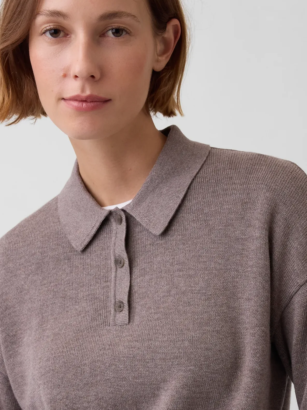 100% Cotton Relaxed Polo Sweater