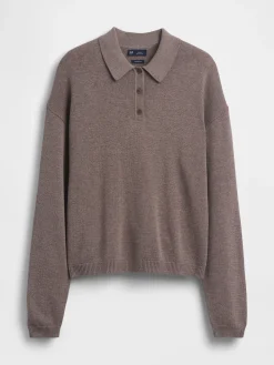 100% Cotton Relaxed Polo Sweater