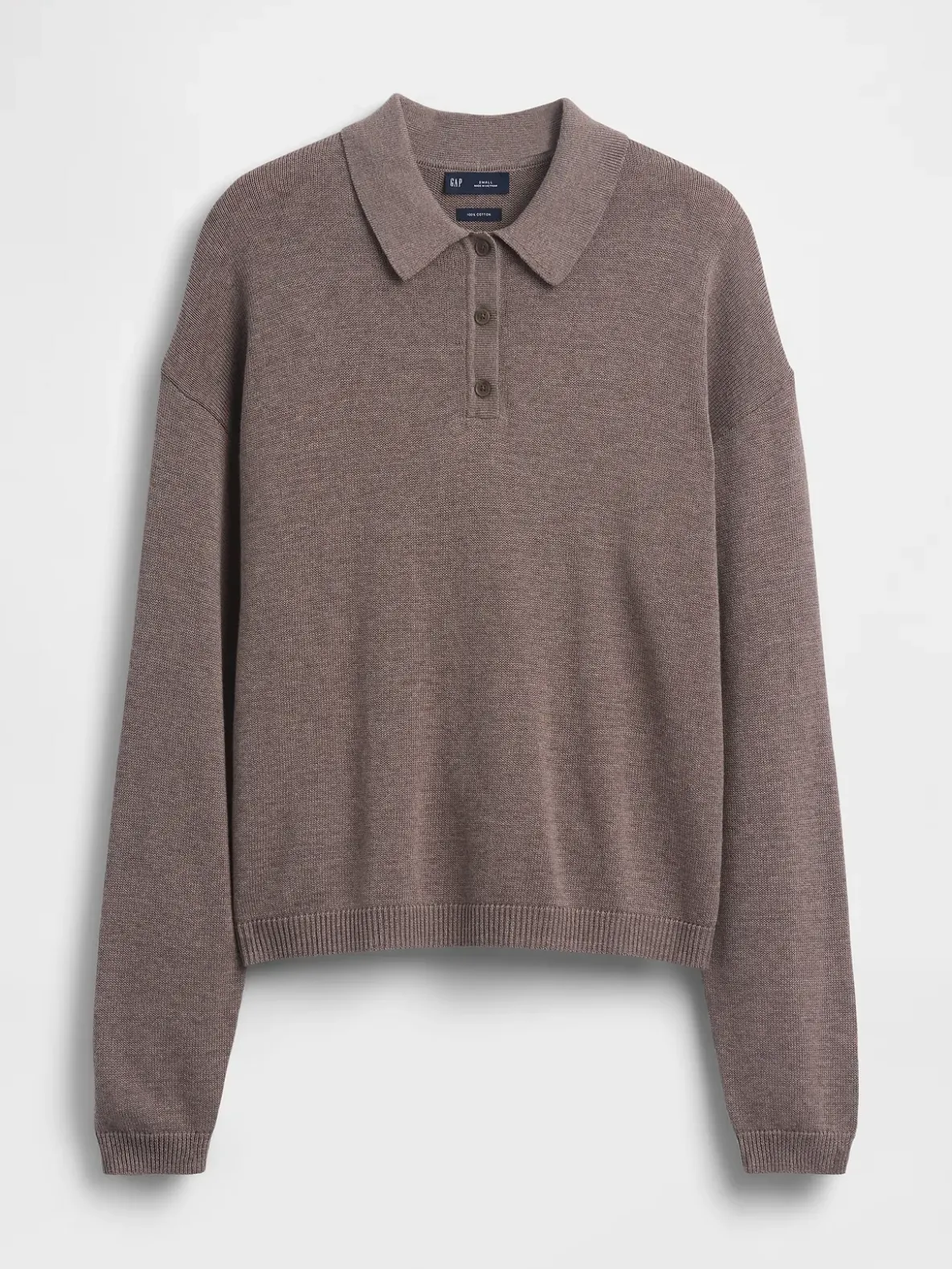 100% Cotton Relaxed Polo Sweater