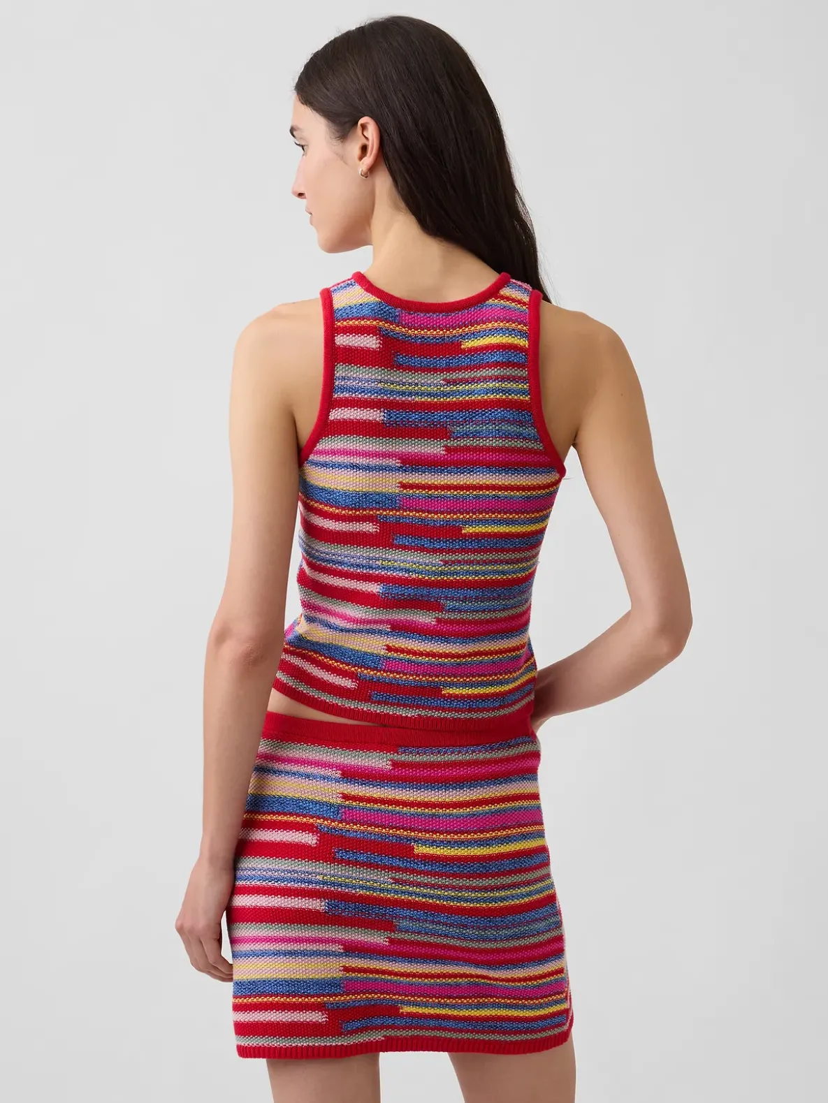 100% Cotton Stripe Crop Sweater Tank