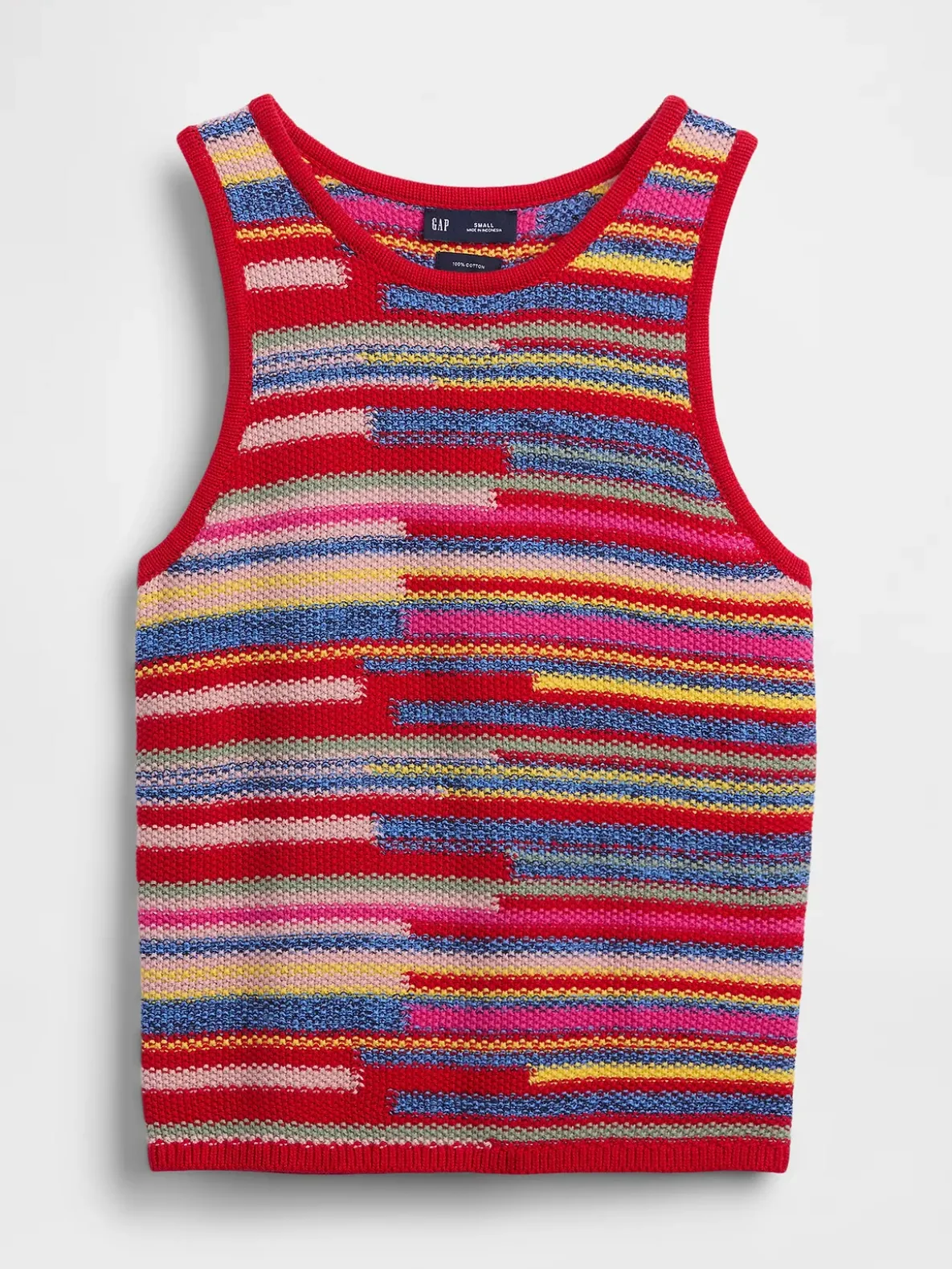 100% Cotton Stripe Crop Sweater Tank