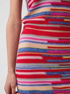 100% Cotton Stripe Mini Sweater Skort