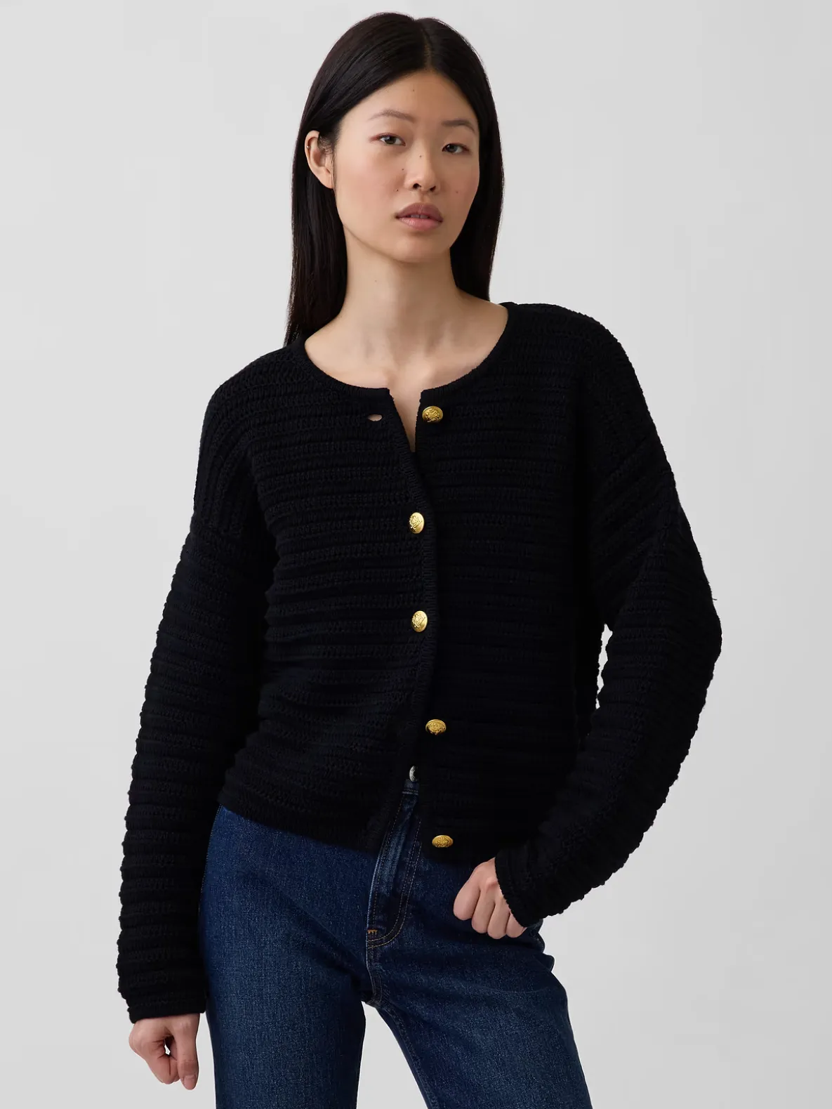100% Cotton Textured Sweater Jacket