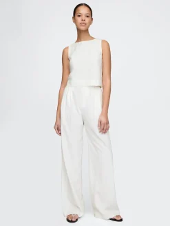 365 High Rise Linen-Blend Trousers