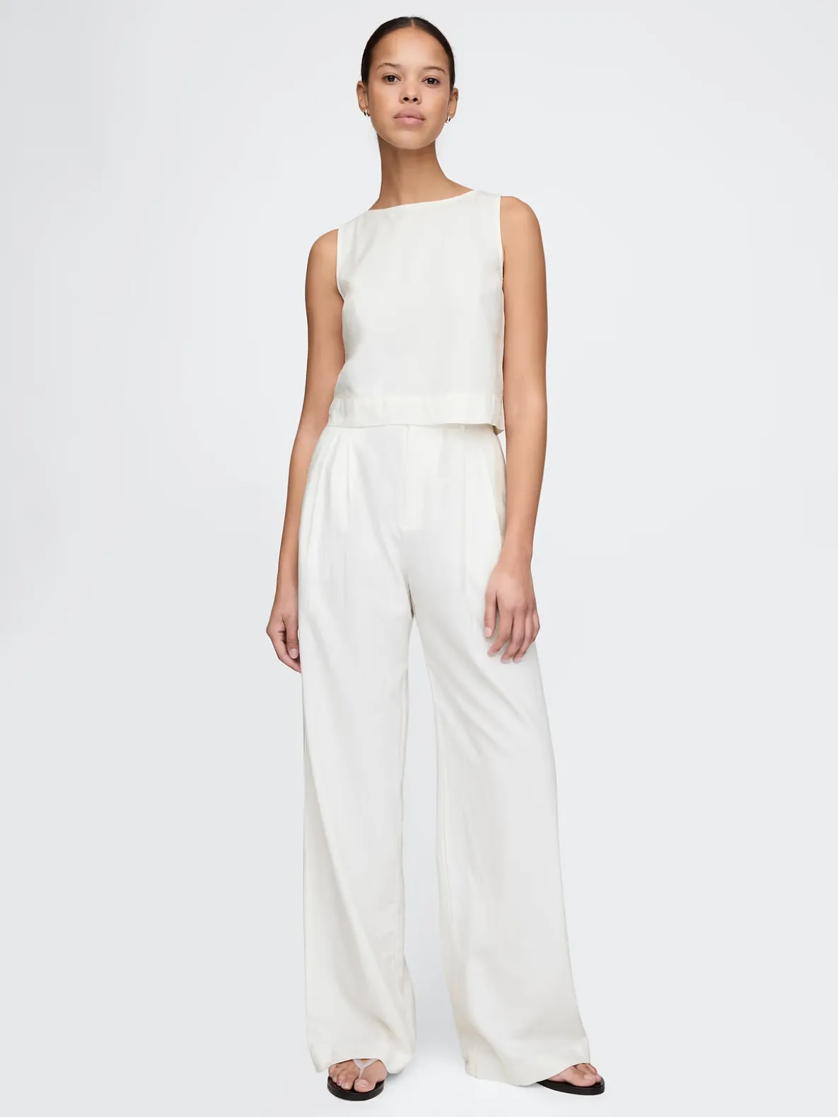 365 High Rise Linen-Blend Trousers