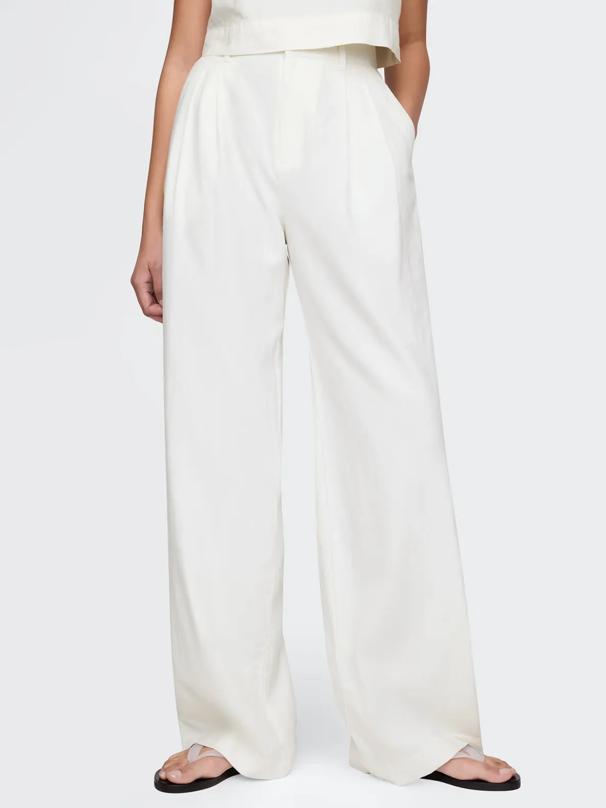 365 High Rise Linen-Blend Trousers