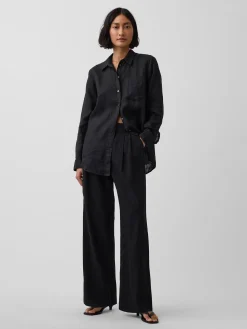365 High Rise Linen-Blend Trousers